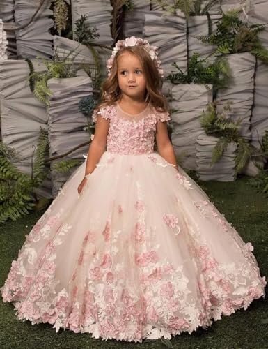 Flower Girl Dress for Wedding Lace Appliques First Communion Dress for Girls Tulle Pageant Princess Ball Gown2
