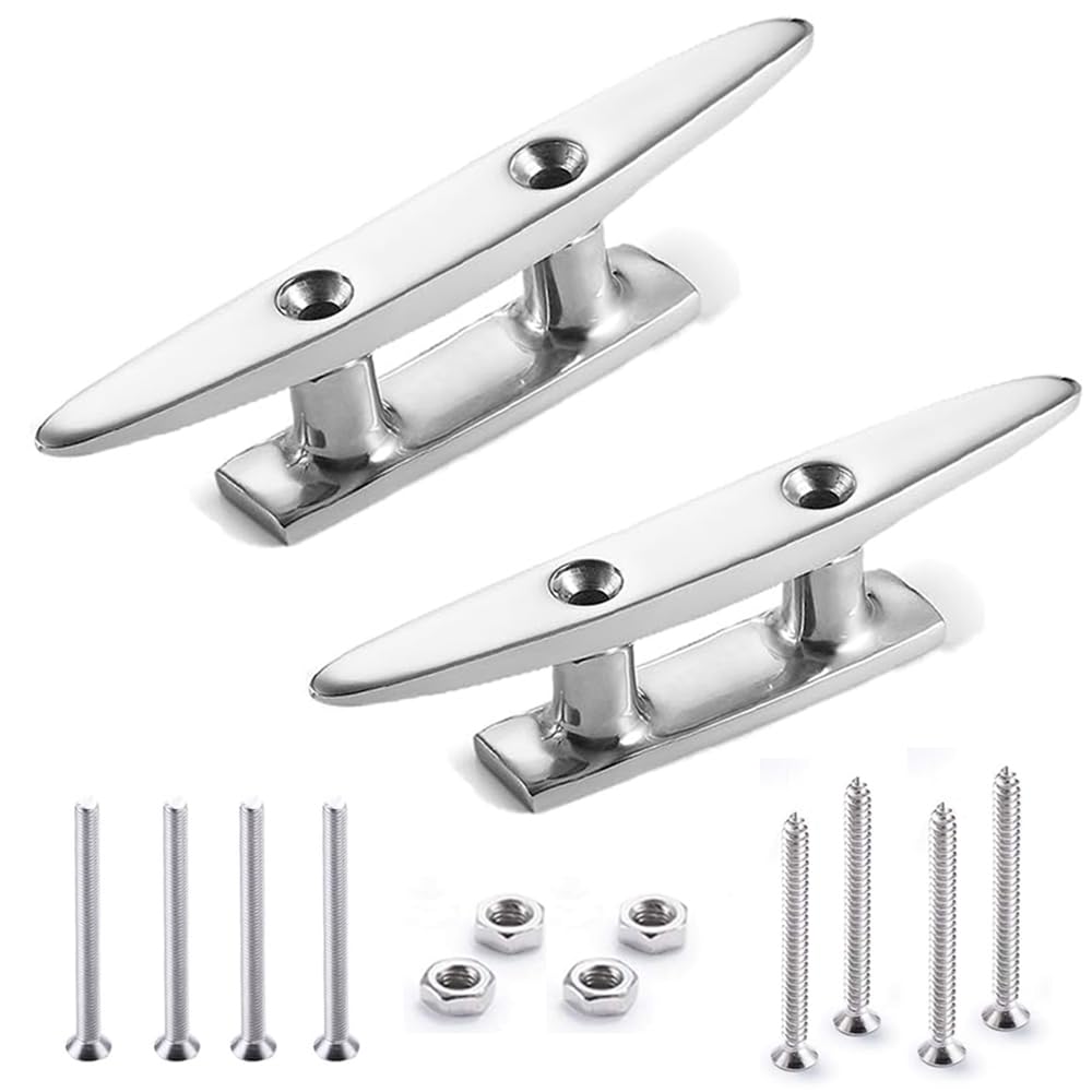ZOMCHAIN Boat Cleat Open Base Boat Cleat 4/5/6/8 inch, Dock Cleat All 316 Stainless Steel Boat Mooring Accessories, Include Installation Accessories