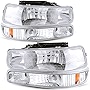 oEdRo Headlight Assembly Replacement for 1999-2002 Chevy Silverado 1500 2500/01-02 Chevy Silverado 1500HD 2500HD 3500/00-06 Tahoe&Suburban 1500 2500, Headlamp with Bumper Light Amber Reflector