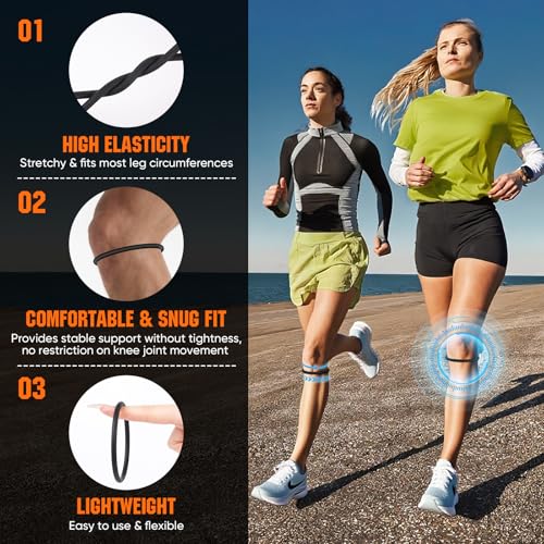 Image of 2PCS Black Patellar Tendon Support Strap, Knee Pain Relief Patella Band | Patella Band for Basketball, Running, Soccer, Hiking, Silicone Knee Brace for Men & Women with Storage Bag
