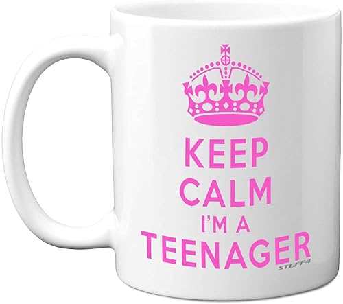 Taza con texto en inglés "Keep Calm I'm A Teenager", regalos de cumpleaños número 13 para niñas y niños, tazas de cerámica blanca de 11 onzas, aptas