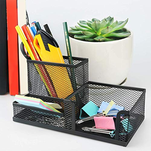 FLYNGO 3 Compartments Stationary Storage Stand Desk Organizer for Home Office Table (Metal Mesh) FLYNGO 3 Compartments Stationary Storage Stand Desk Organizer for Home Office Table (Metal Mesh)
