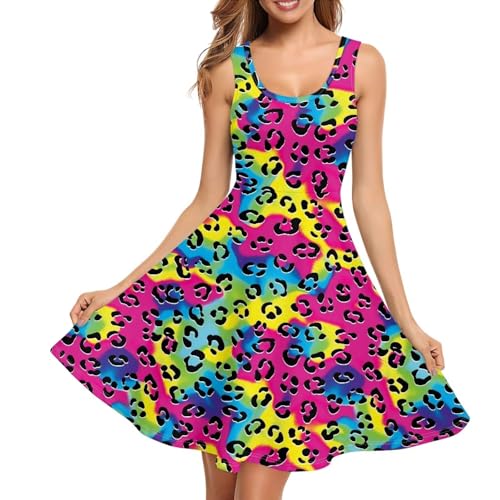 Image of Dreaweet Casual Sleeveless Dresses for Women Girls, Round Neck Tank Dresses with Pockets Summer Sundress Size XS-4XL
