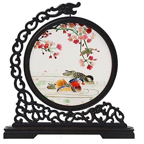 WEALTHCOMING Chinese Silk Artworks,Handmade Double Sided Silk Embroidery Art Painting