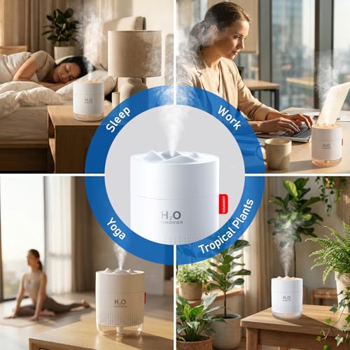 Image of 500ml cold mist humidifier 1set + 2 pieces matching cotton filter element. Automatic shutdown without water, silent air humidifier with night light, ultrasonic humidifier with 10~16 working hours