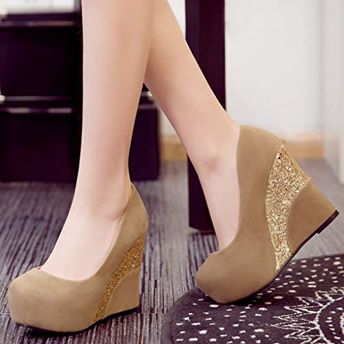 LOVOUO Decolte Donna con Tacco con Zeppa Platform