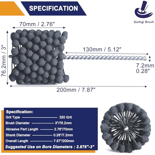 Image of Garhgi 3 Inch (76.2mm) Cylinder Hone with 320 Grit Flexible Resilient Ball