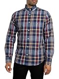 Logo GANT Reg Classic Poplin Check Camisa, Azul, S Hombres