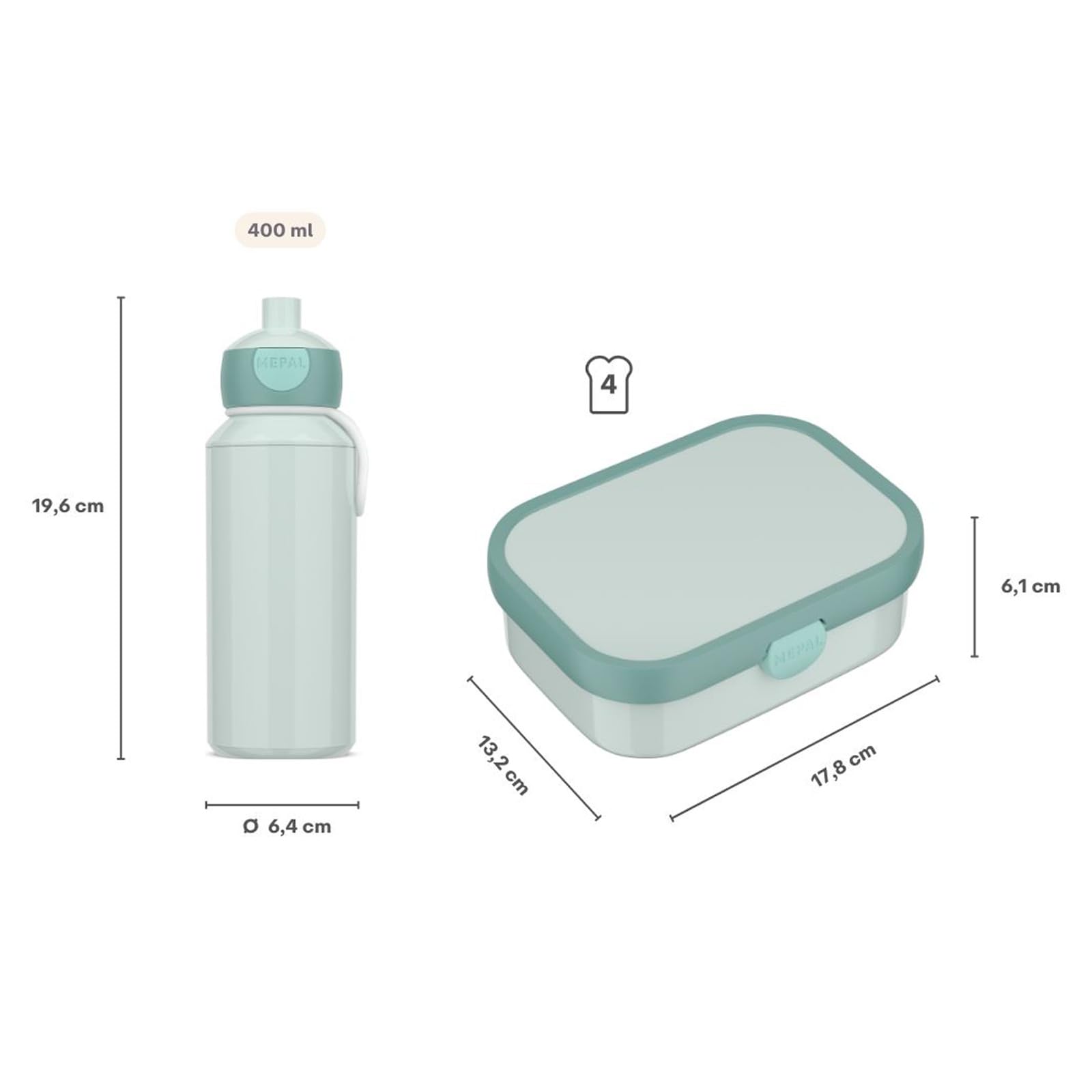 Mepal - Juego de almuerzo Campus Switch - Set para niños con botella y fiambrera desplegable - Fiambrera para la escuela o de viaje - Apto para lavavajillas - 400 + 750 ml - Azul frío/rosa frío