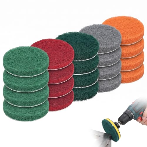20 Piezas Discos de Pulir de 75mm (3), Almohadillas de Limpieza Industriales con 5 Granos (180-2000), Estropajos de Nylon Compatibles con Cepillo de Limpieza Eléctrico y Taladros