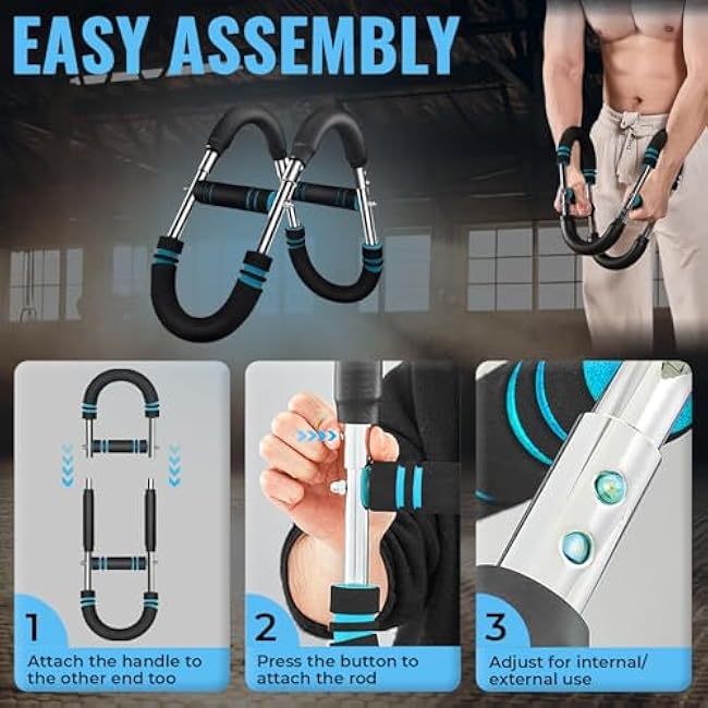 Twister Arm Trainer 40¨C100LB | Adjustable Resistance Levels | Heavy-Duty Chest & Arm Workout Equipment | Portable Power Bar with Detachable Design | Home Gym Fitness Tool for Men & Women