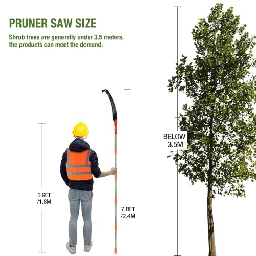 SUNORCHID Astsäge mit Stiel 2,4 m Handsäge Einstellbare Länge Baumsäge,Gartengeräte-Set Hochentaster hochreichbare Stange mit Tragetasche, schneidet sauber und schnell für Äste