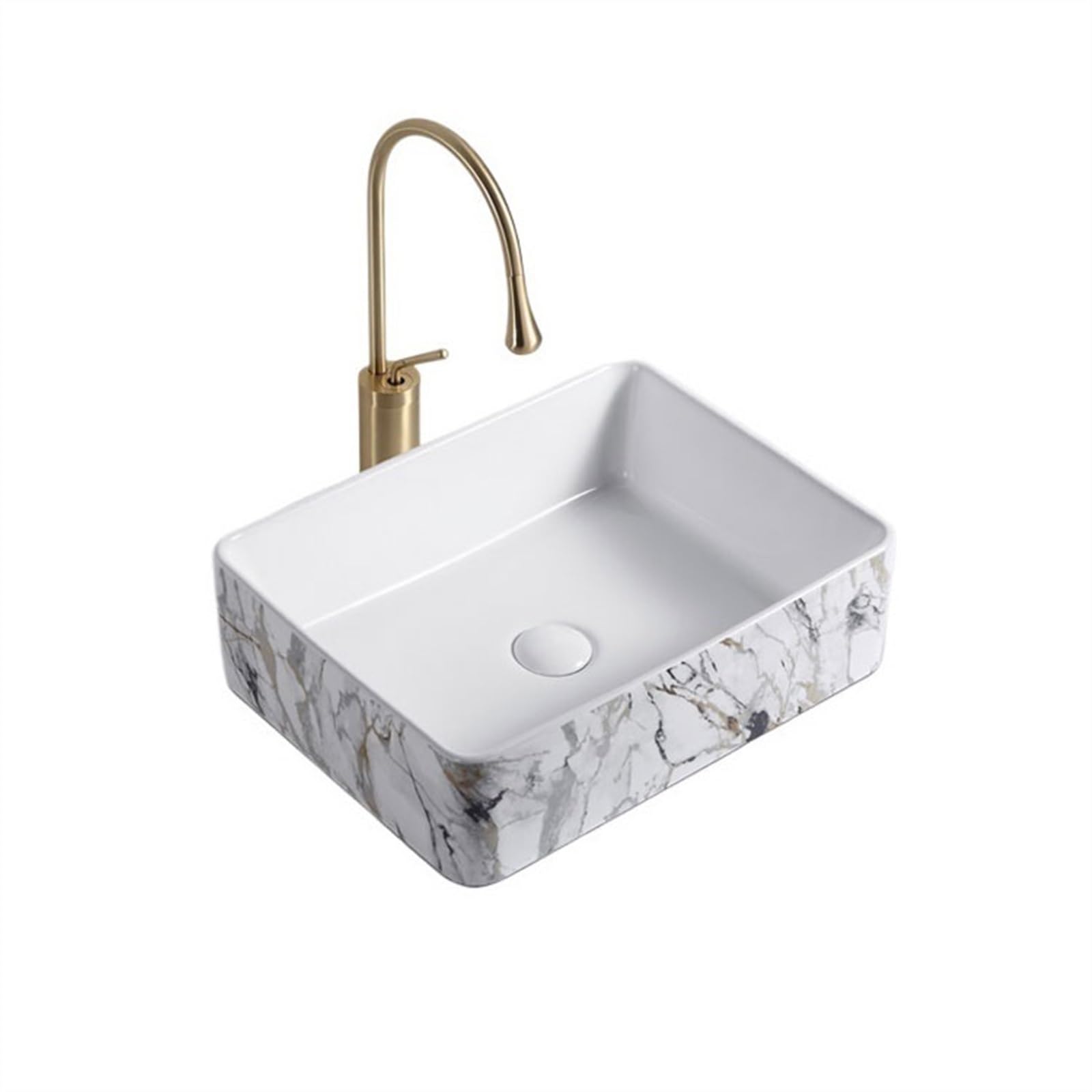Sink Bowl Creative Marble Ceramic Countertop Basin Terrazzo Washbasin Square Balcony Bathroom Art Art Basin