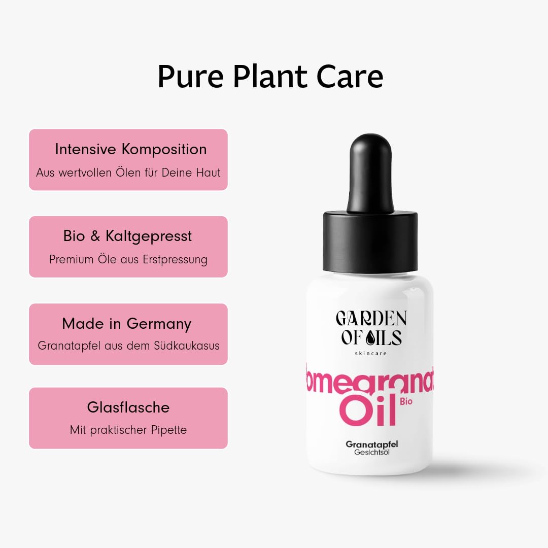 Granatapfel Gesichtsöl BIO (2x30ml Geschenkset) - Garden of Oils® - Vitalisierend & straffend - Granatapfelkern Gesichtspflege - Made in Germany …