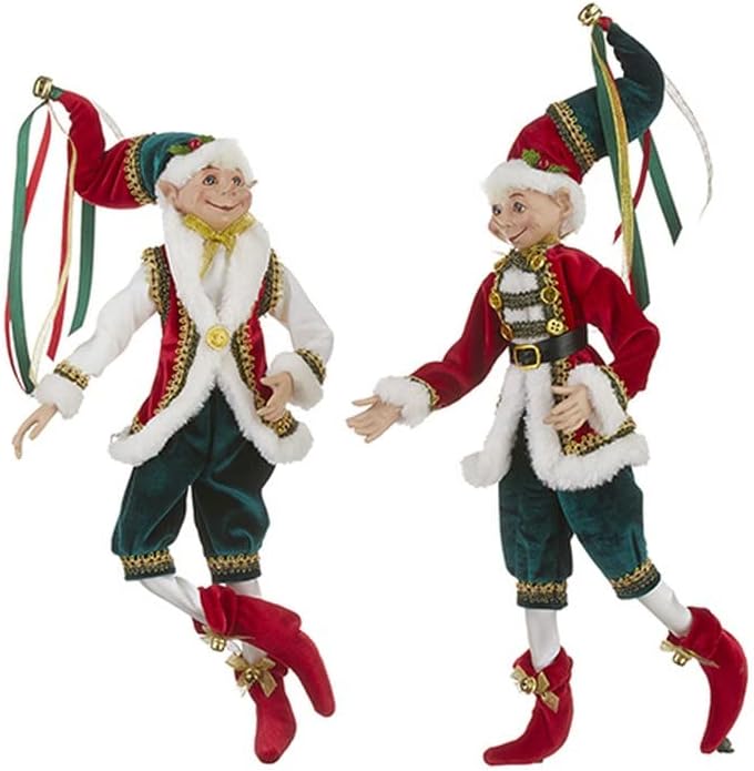RAZ Imports 2022 Making Spirits Bright 16" Traditional Posable Elf, Assortment of 2