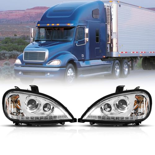 ALL LED Pair Sets Headlights For Freightliner Columbia 2004-2017 Replacement Headlamp DOT and SAE Approved