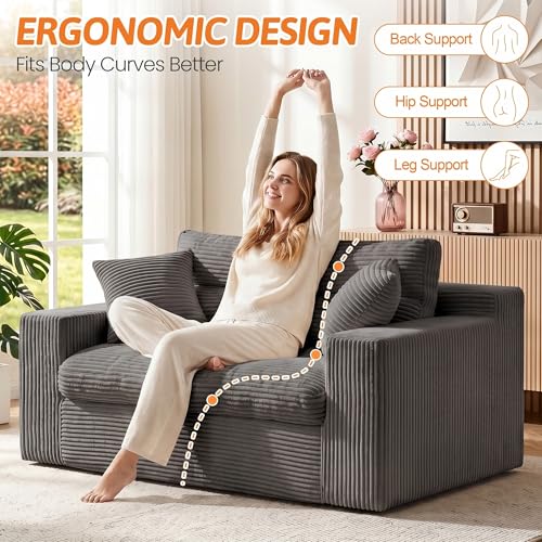 Image of Erament Boneless Loveseat Sofa Couch, 2 in 1 Convertible Sofa Bed with Pillows, Fold Out Bean Bag Chair Boneless Floor Couch for Living Room Bedroom Office Lounge Apartment, No Assembly Needed, Grey