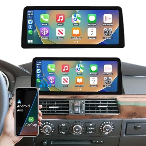 Road Top 12.3 calowe radio samochodowe ekran dotykowy Bezprzewodowy Carplay Android Auto dla BMW 5 Series E60/E61 2003-2008 Rok z systemem CCC, obsługa bezprzewodowej nawigacji lustrzanej