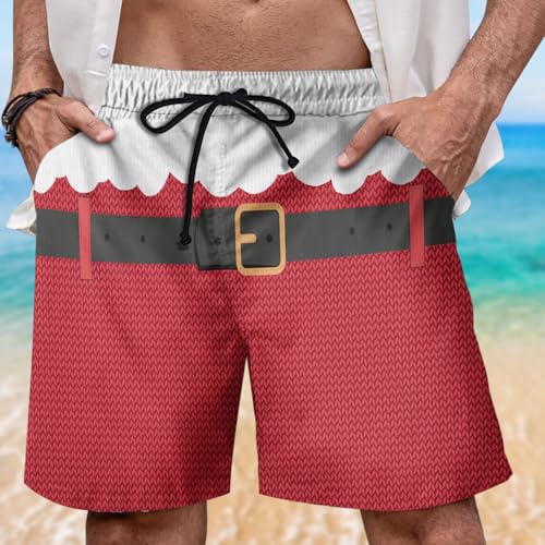 Naughty Xmas Mens Swim Trunks - Funny Hawaiian Mens Shorts Casual Drawstring Bottoms for Men PA172