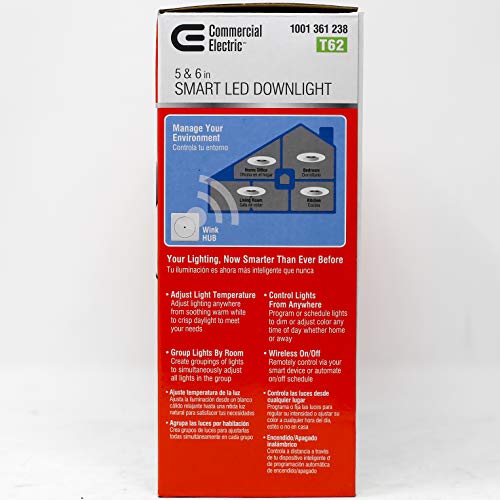 Commercial Electric Compatible With Wink And All Smart Hubs, 5 In. And 6 In White Led Smart Recessed Trim With Color Tunable Feature (2700K To 5000K) 4 Pack. #TOP5