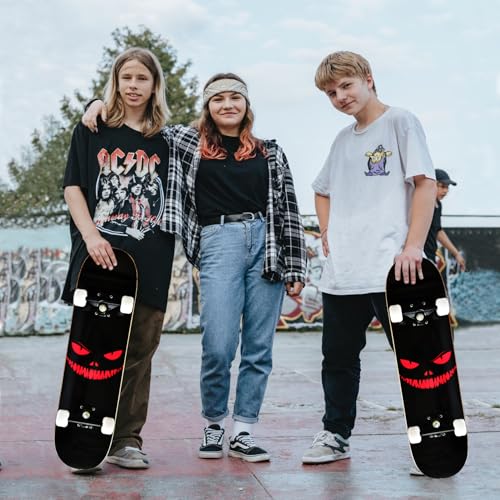 Image of Skateboards for Beginners Kids Boys Girls and Adults,31''x8'', 7-Layer Maple, Double Kick Concave, Fascinating Cool, Solid&Durable