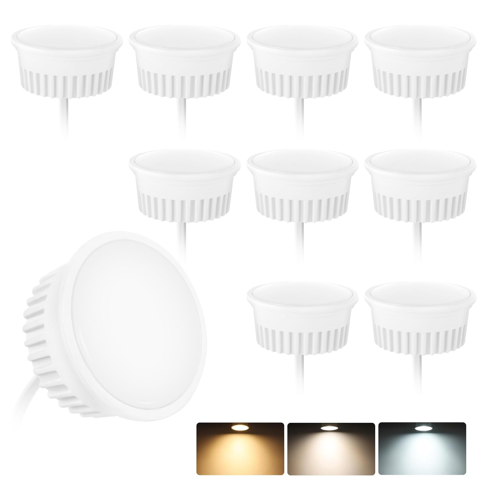 KYOTECH 10x Modulo LED Ultrapiatto ø50x23mm Dimmerabile 3CCT Bianco caldo 3000K Bianco naturale 4000K Bianco freddo 6500K Sostituzione per MR16 GU10,120°per faretti da incasso a soffitto plafoniere