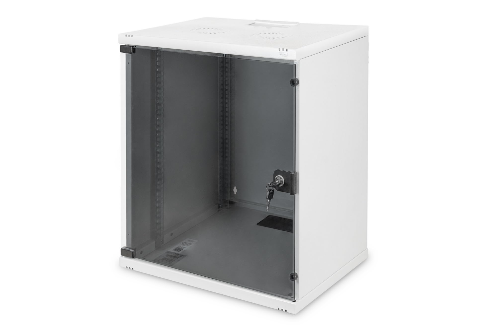 DIGITUS Netzwerk-Schrank 19 zoll 12 HE - unmontiert - Wandmontage - 400 mm Tiefe - Traglast 60 kg - Glastür - Grau