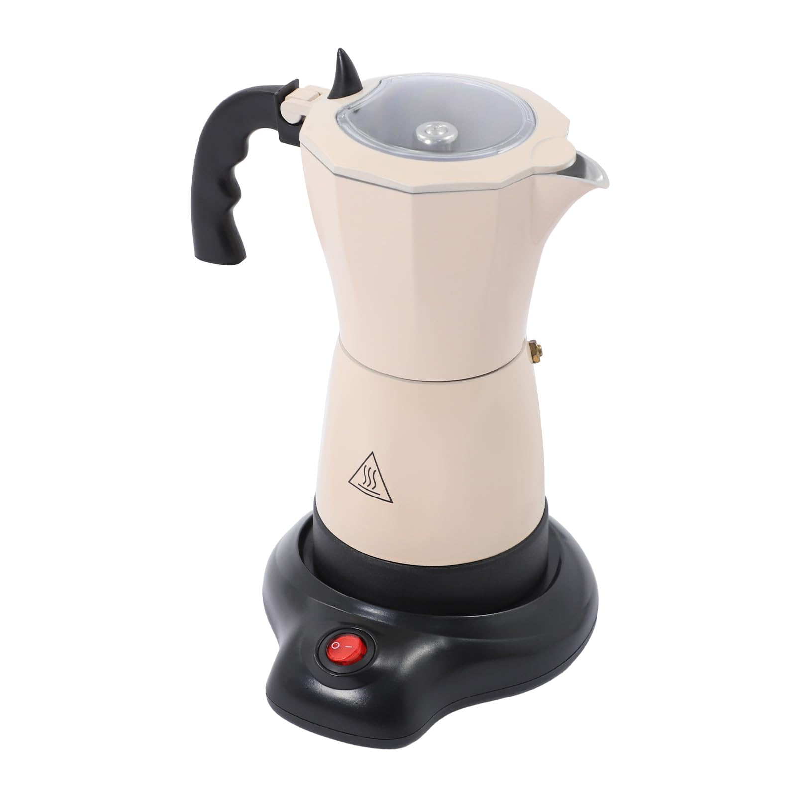 Cafetera eléctrica de 300 ml, cafetera espresso 6 tazas Italia Moka KanneOne-TouchVálvula de seguridad 360° Básica Portátil para el hogar Viaje, Blanco