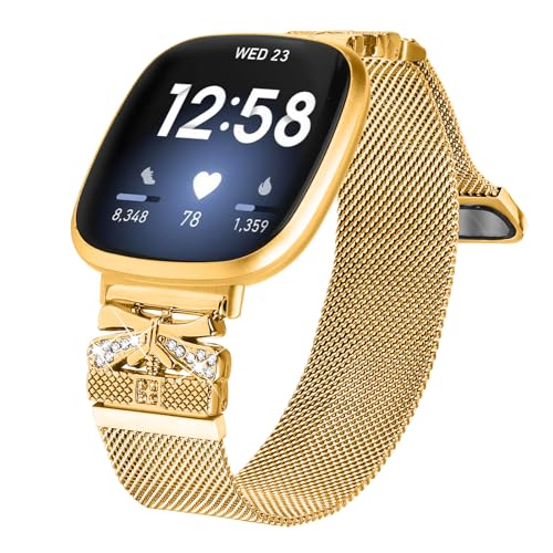Gimuk�X�g���b�v Fitbit Versa 4/Sense 2�ɑΉ� �j�����p ���߉\�ȃ��^���X�e�����X�X�`�[�����b�V�����[�v �L���L�����X�g�o���h �����p�X�g���b�v�o���h Fitbit Versa 4/Versa 3/Sense�p �����T�C�Y