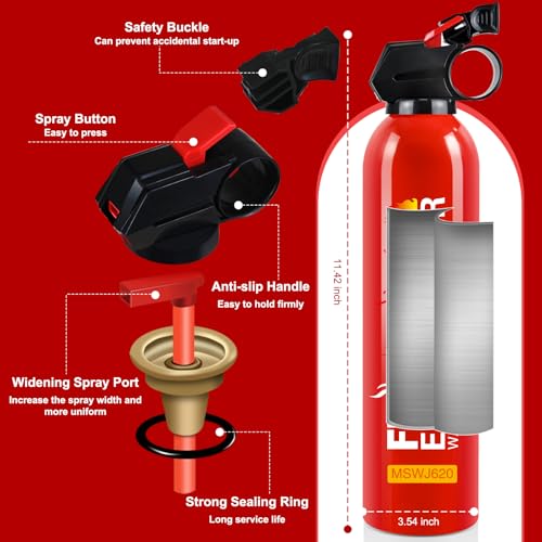 Image of Fire Extinguishers with Mount Bracket - 8 Pack Small Portable Fire Extinguisher for Home, Kitchen, Car, Boat, RV, Vehicle - 620ml Water-Based Fire Extinguisher for Class A, B, C, K Fire