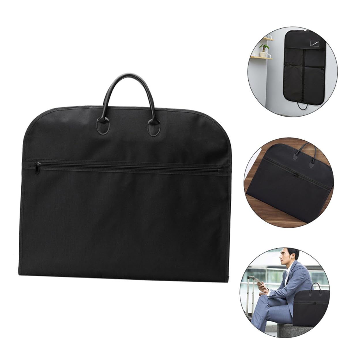 GARVALON Borsa Porta Abiti da Viaggio in Oxford Nero Resistente e Traspirante Custodia Anti-polvere Pieghevole per Giacche e Completi per Business e Viaggi