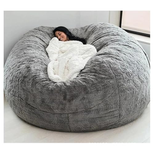 Sillones Puff de 1,8 m (sin Relleno) para Adultos, Grandes, con Funda de Piel sintética Afelpada, para Sala de Estar, Dormitorio, Oficina (Gris Claro)