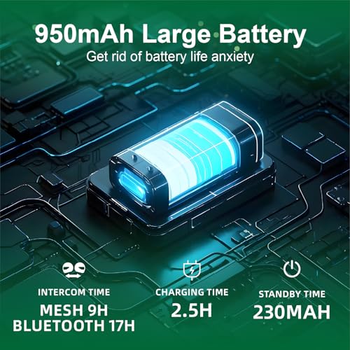 Novamente Q8 Motorcycle Bluetooth Headset, Upgraded Mesh 3.0 Intercom System with Music Sharing and IP67 Waterproof for 6 Riders Group Talking - image 5