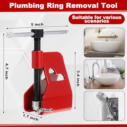 Image of 4 Pcs Angle Stop Wrench Kit Plumbing Tool, Olive Ring Removal Tool with Diameter of 1 /2 inch, 3 /4 inch, Compression Sleeve Puller for 1 /2 inch Compression Fitting, Install Angle Stop Nut(Ferrule,Black)
