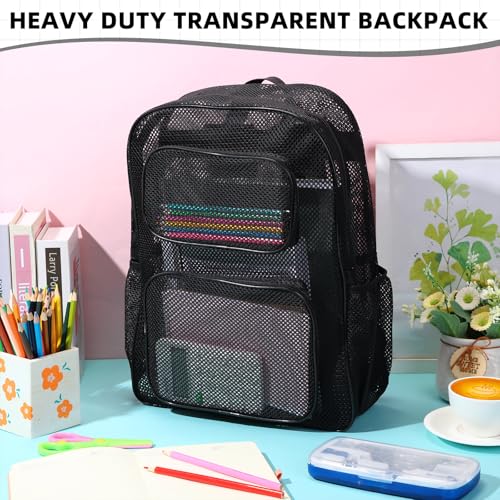12 Pcs Mesh Backpacks Bulk 17 Inch Heavy Duty School Backpacks for Sports Travel Donation Charities(Black)4