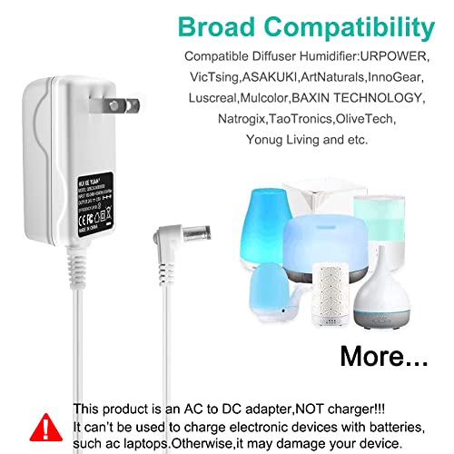 Hky 24V 0.5A Essential Oil Diffuser Aromatherapy Humidifier Power Adapter Cord For Purespa, Doterra,Young Living Dewdrop Rainstone Diffuser, Aroma,Innogear, Asakuki, Victsing,Natrogix, Luscreal Ect #TOP2