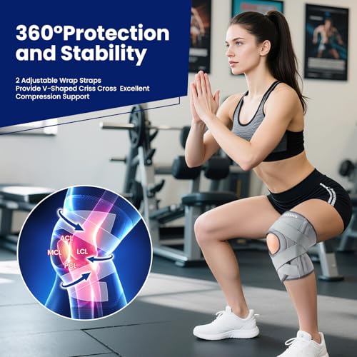 JOMVD Knee Brace for Knee Pain, Meniscus Tear, Adjustable Knee Support with Side Spring Stabilizers for ACL,Meniscus Tear, Arthritis, Patella Stability, Knee Pain Relief, Women and Men,Large - Image 5