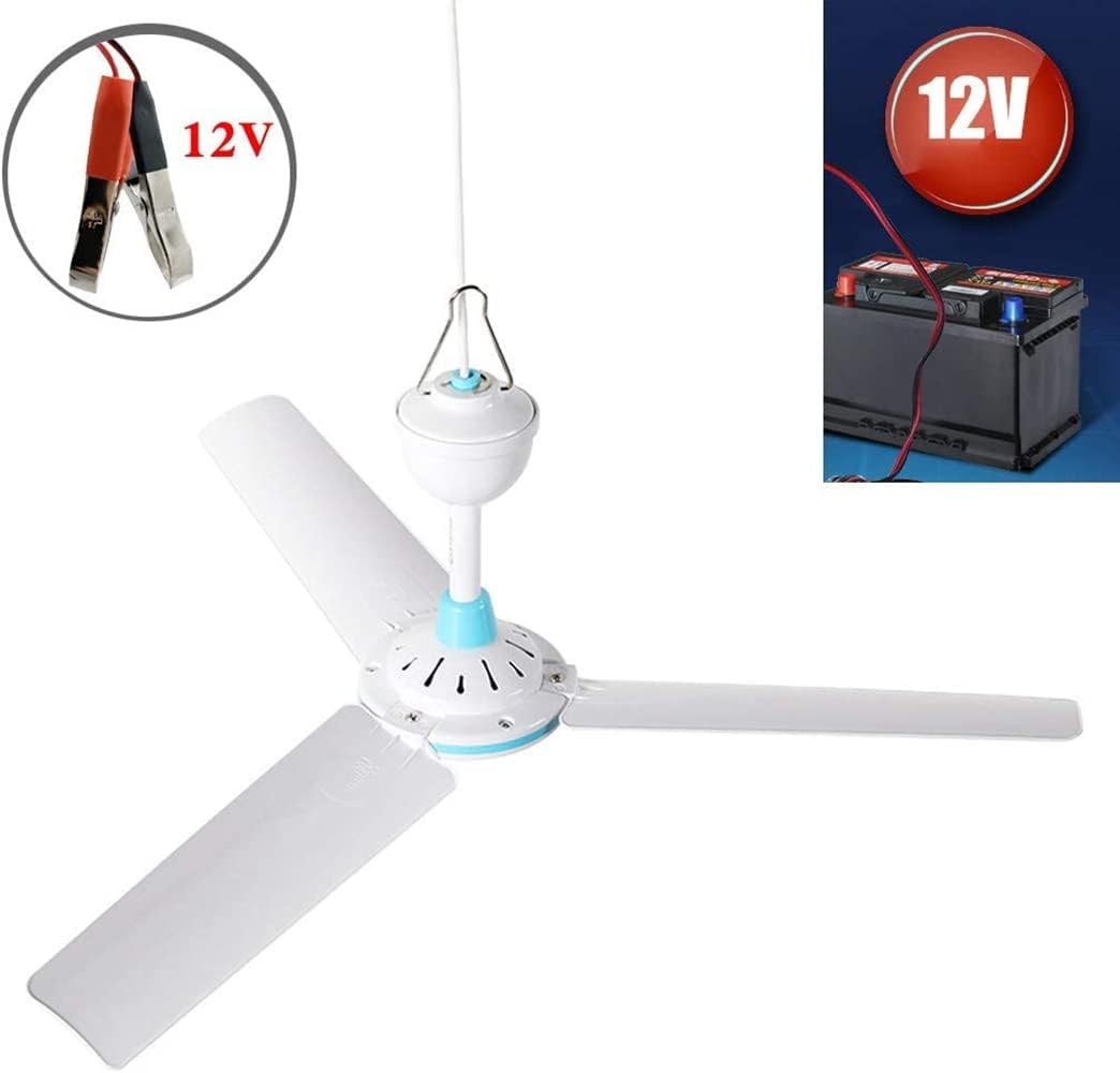 Portable Ceiling Fan 12V DC Mini Hanging Fans 19.7” Silent Camping Tent Hanging Fan Mute Energy-Saving Fans Bedroom Breeze Gazebo Fan Battery Powered image 6 of 9 B0FBRPFM49