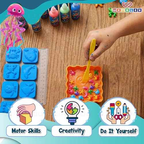 Image of Wembley Aqua Jelly Kit for Kids | Craft Kit for Girls 9-12 Years | Make Your Own Water Pets | Squishy Making Kit for Girls 8-10 | Pack of 12 (30 ml)