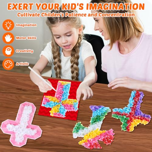 Image of Lonfliness 8PCS Poke Craft Kit Religious Cross No-Mess Fabric Sewing Art Puzzle Puncture Painting Christian Sunday School VBS Gift Creative Activity Game Birthday Party Favors