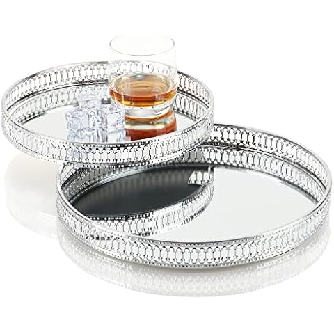 com-four® 2-teiliges Tablett-Set aus Metall und Glas Cover