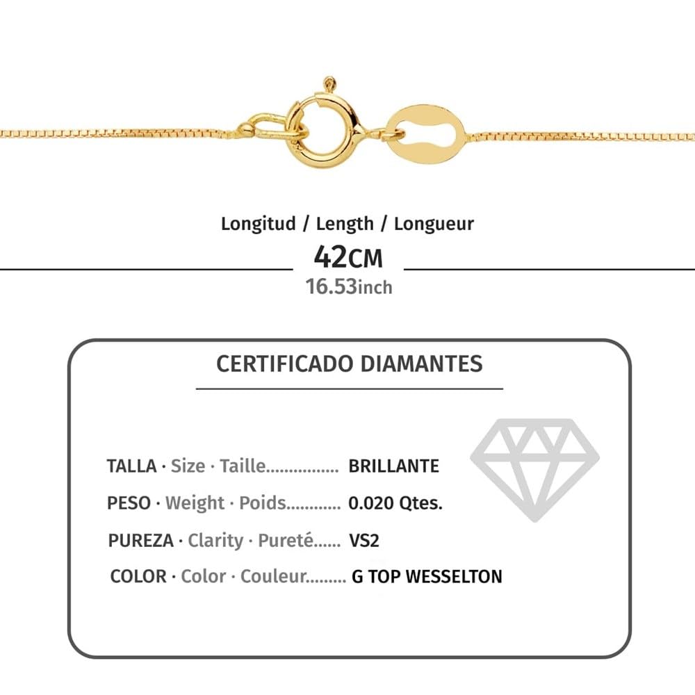 Choker aus 18-karätigem Gelbgold mit 5,5 mm groÃŸem Stern. 0,020 ct Labordiamant. Reinheit G-VS2. 42 cm lange Kette.