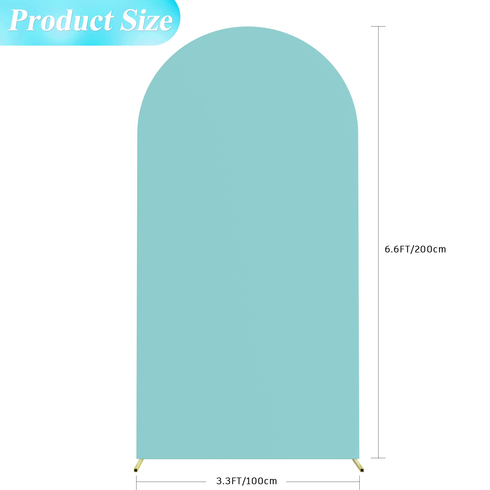 Wokceer 6.6FT Wedding Arch Cover Spandex Fitted Wedding Arch Stand Covers Round Top Chiara Arch Backdrop Cover for Birthday Party Ceremony Banquet Decoration Turquoise
