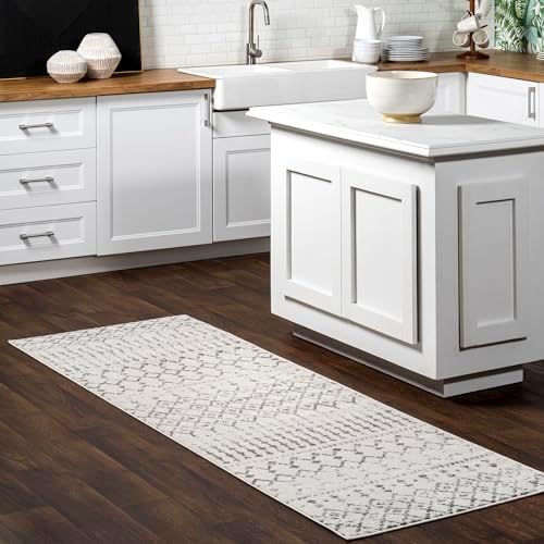 nuLOOM 2x16 Moroccan Blythe Area Rug, Grey, Faded Bohemian Design...