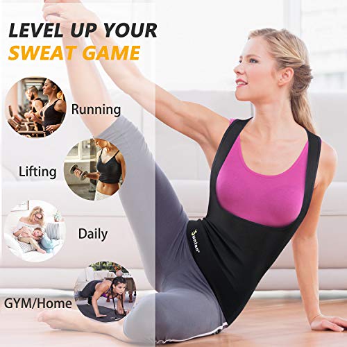 Junlan Sauna Suit for Women Sweat Workout Tank Tops Heat Trapping Vest Slimming Polymer Sauna Vest Black