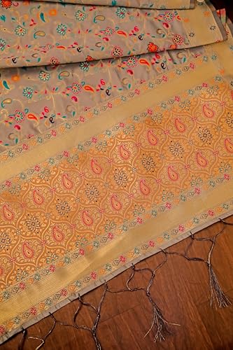Image of DEVANGI Women's Woven Banarasi Silk Dupatta /Chunni For Women, Floral Print 1 Meter Wide and 2.3 Meter Length Printed Designer Dupatta /Chunni For Girls