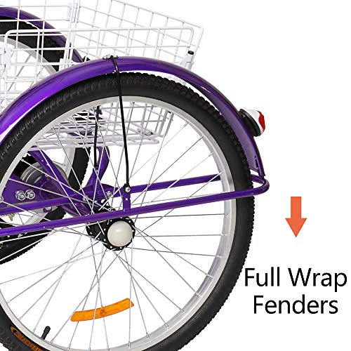 PEXMOR Adult Tricycle 7 Speed, 24/26 Inch 3 Wheel Bikes