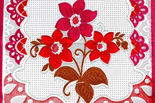 Image of The Furnishing Tree Cotton Floral Knitted Pattern 3 Pieces Bottom only 3 Seater Sofa Cover Set Pink
