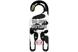 Black and White Cow Do Not Disturb Plastic Door Knob Hanger Sign