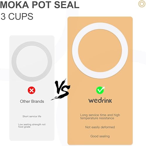 Miniatura 4 de 1 filtro y 3 sellos de silicona de repuesto para cafetera de aluminio Moka Pot y estufa Espresso (3 tazas)